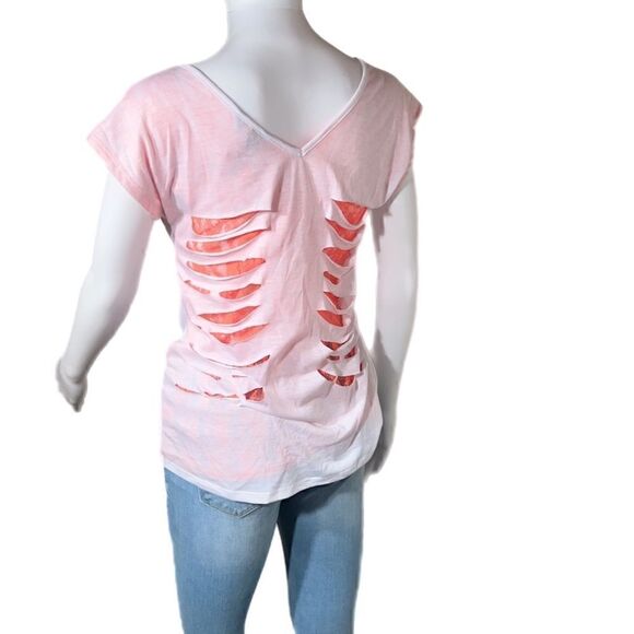 Nollie Lace Contrast Destructed Knit Tee NWT - Picture 7 of 9